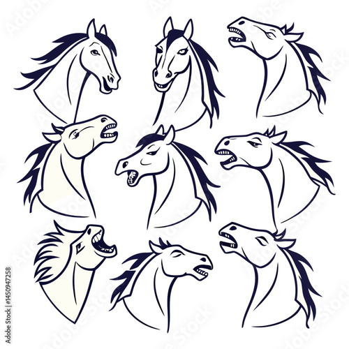 Horse silhouette set bundle vector