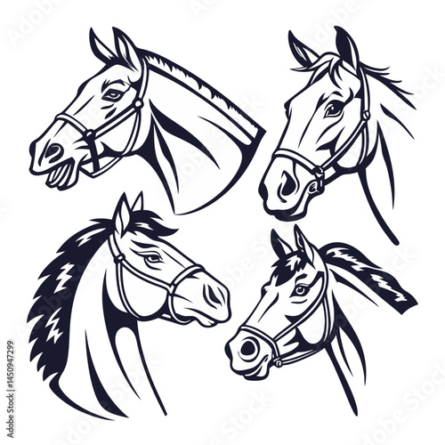 Horse silhouette set bundle vector