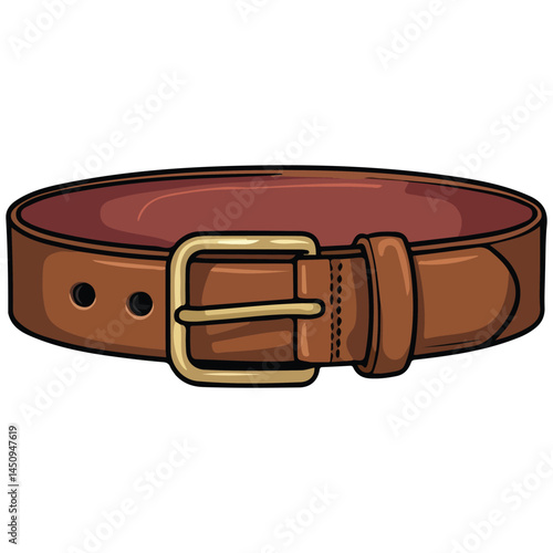 Brown belt with buckles isolated vector illustration on white background