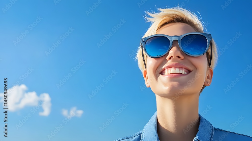 Happy Woman in Sunglasses Enjoying Sunny Day Happy Woman in Sunglasses Enjoying Sunny Day