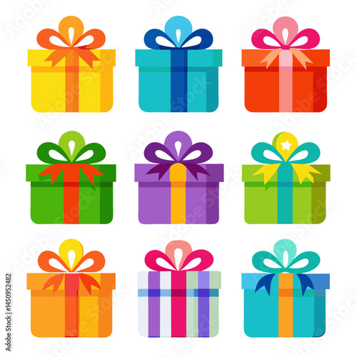 Gift box flat icons pack vector design with editable