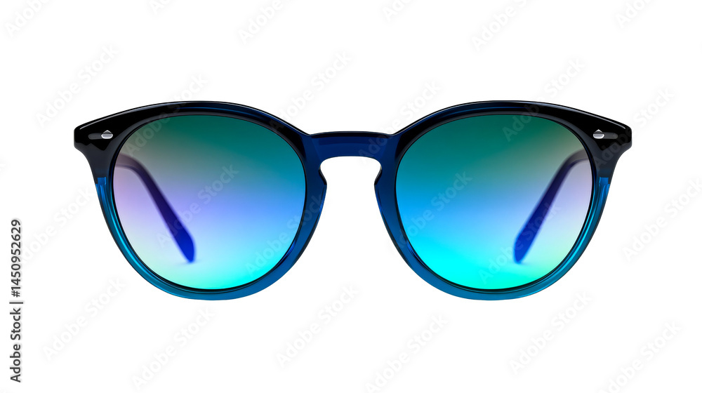 Fototapeta premium Round framed eyewear with gradient lenses, cut out transparent