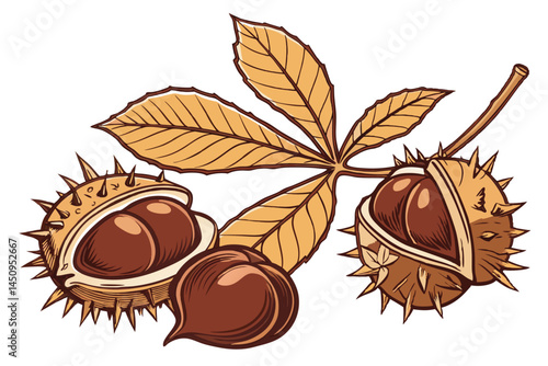 12 Photorealistic chestnuts, shiny brown nuts, autumn harvest, close-up detail, white background, food photography, warm tones, organic textures, gourmet ingredients, macro shot, high resolution, stud