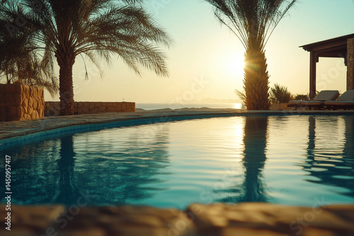Photograph of a luxury pool at a paradise resort in UAE.