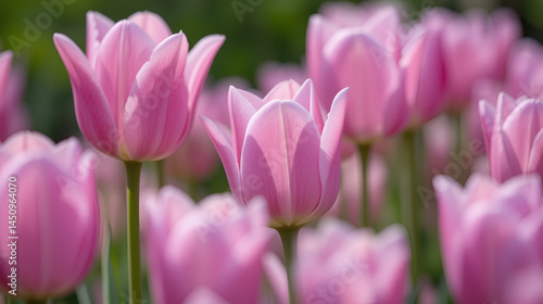 Tulips in garden  Pink, lilac, violaceous tulips close up
Floral Spring Nature background of tulip flowers