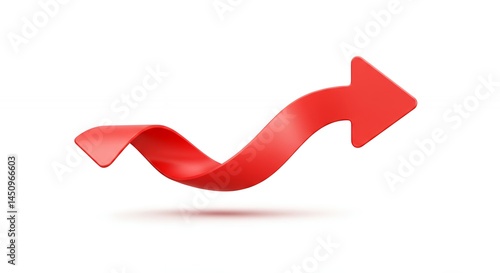 Red curved ribbon arrow graphic