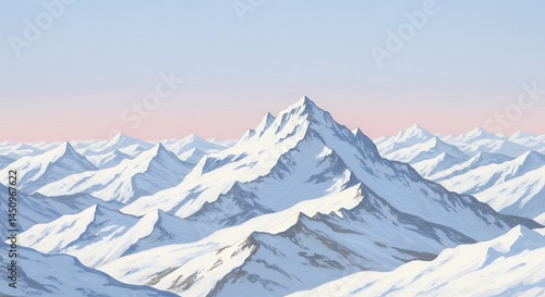 Snowy mountain range illustration