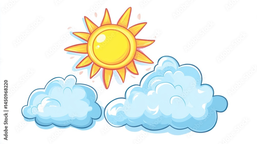 Sunny day, clouds, sky, cartoon illustration, children's book Sunny day, clouds, sky, cartoon illustration, children's book