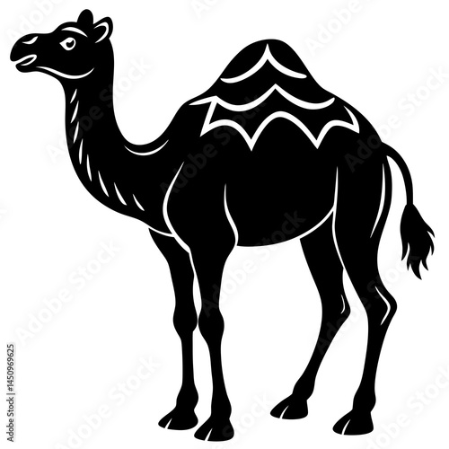 camel in desert Vector icon illustration silhouette Graphics design image white background