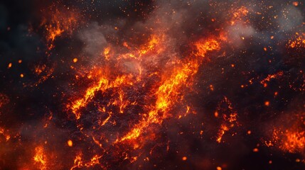 Crédence de cuisine Bordeaux Infernal Blaze: A fiery abstract landscape  © supardi
