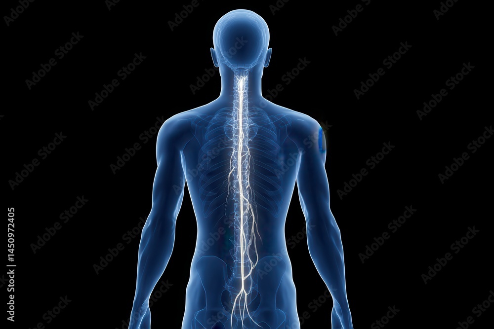 Medically accurate 3d illustration of axillary nerve emerging from spinal cord Medically accurate 3d illustration of axillary nerve emerging from spinal cord