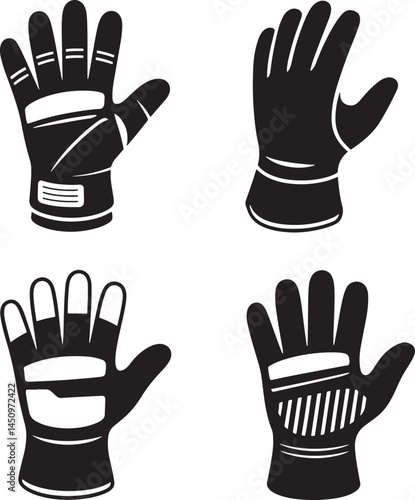 Workers’ gloves silhouette set vector illustration isolated On Transparent Background