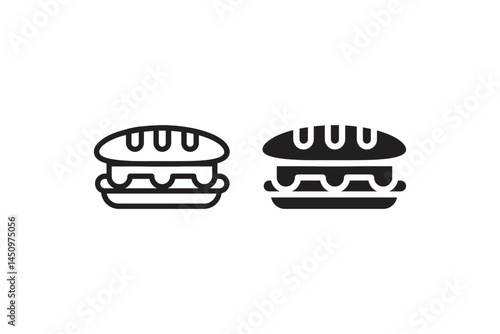 Sub sandwich icon in black and white Vector