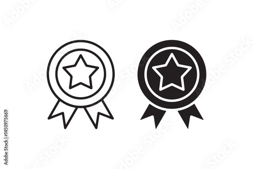 Award medal icon with star in vector style Vector