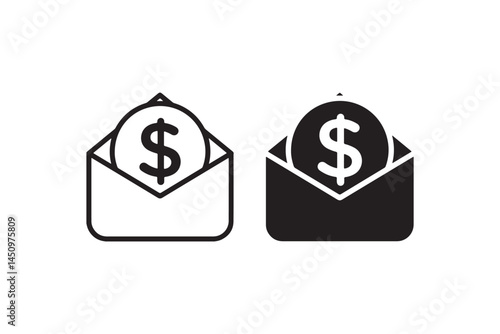 Money in envelope icon for salary or payment Vector