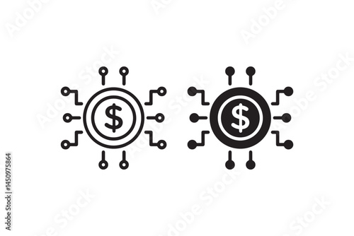 Digital dollar icon representing financial technology Vector