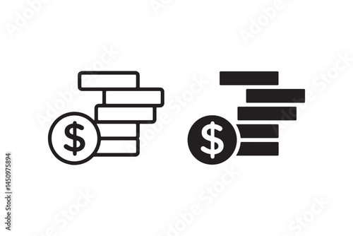 Stacked dollar coins icon for financial growth Vector