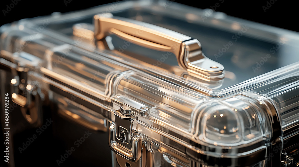 Naklejka premium Clear acrylic cosmetic organizer box with handle for makeup storage and display case vanity container 100