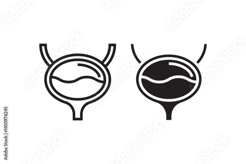 Urinary bladder icon in outline and solid style Vector