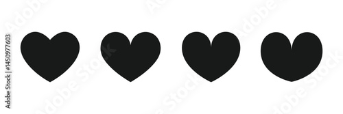 Black color heart icon set