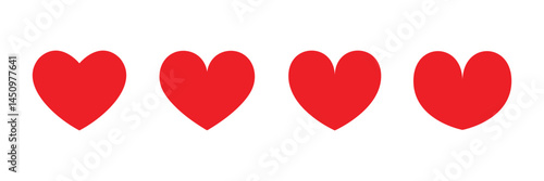 Red heart symbols on transparent background. perfect for rating systems or health bars in web and app design