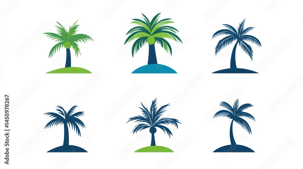 Fototapeta premium Palm Tree Icons Collection