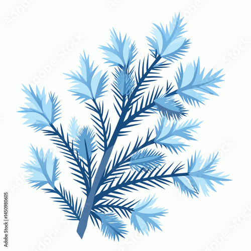 Minimal Frosted Pine Branches Vector on White