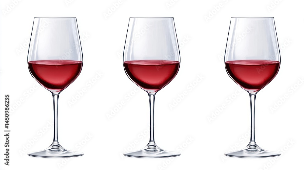 Wine glasses filled with red wine Wine glasses filled with red wine