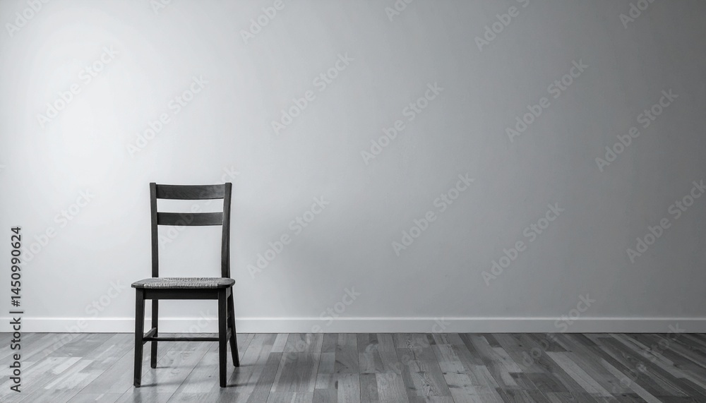 A single empty chair facing a wall in an otherwise empty room – Depression
A single empty chair facing a wall in an otherwise empty room – Depression