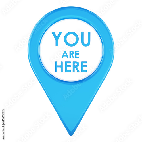 Free Download Blue map pointer You Are Here, front view. 3D rendering isolated on transparent background - GFXLoad