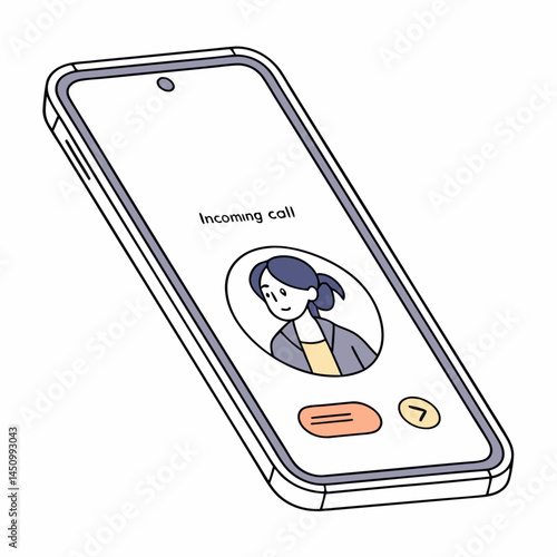 Smartphone Screen Displaying Incoming Call With Woman Caller And Answer Buttons