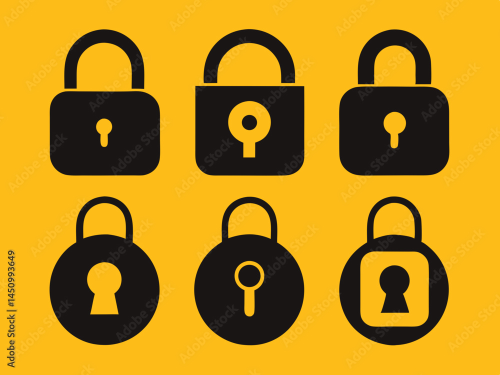 set of locks Vector icon illustration silhouette Graphics design image white background set of locks Vector icon illustration silhouette Graphics design image white background