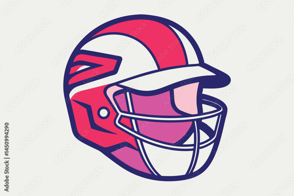 Naklejka premium Baseball or Softball Helmet Vector Clipart - Outline, Silhouette & Color