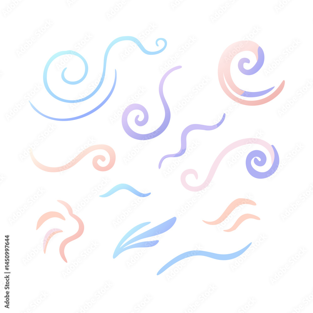 Pastel Gradient Swirls And Curves Decorative Vector Elements On Black Background Pastel Gradient Swirls And Curves Decorative Vector Elements On Black Background