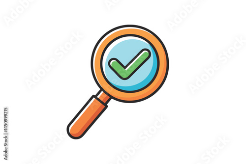 magnifying glass with check mark symbolizing thorough examination and positive result, commonly used in audits and reviews