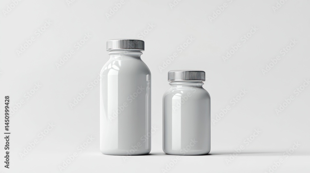 Two white bottles, studio shot Two white bottles, studio shot