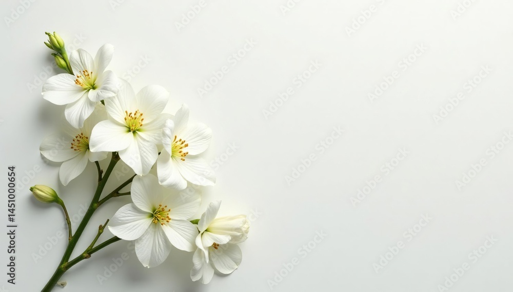 Obraz premium Elegant white floral arrangement on pure white background, elegant, flowers, photography