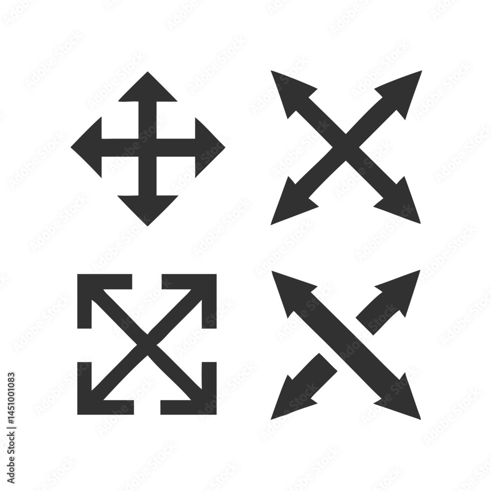 Four Directional Arrow Icon Set Navigation Pointer Arrows Minimalist Design Elements Four Directional Arrow Icon Set Navigation Pointer Arrows Minimalist Design Elements