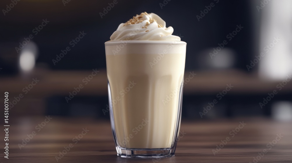 Protein Shake in a Transparent Glass with Frothy Texture Protein Shake in a Transparent Glass with Frothy Texture