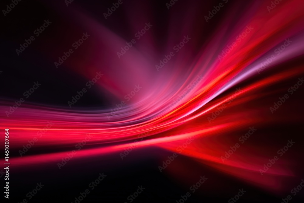 Fototapeta premium Dynamic red light waves create abstract motion.