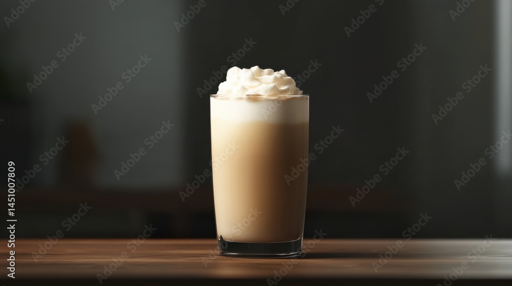 Protein Shake with Frothy Top in Transparent Glass Protein Shake with Frothy Top in Transparent Glass