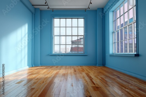 Wallpaper Mural Sunlit empty room with wooden floors. Torontodigital.ca