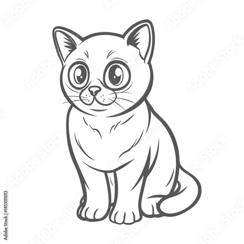 Cute Burmese Cat Cartoon Illustration