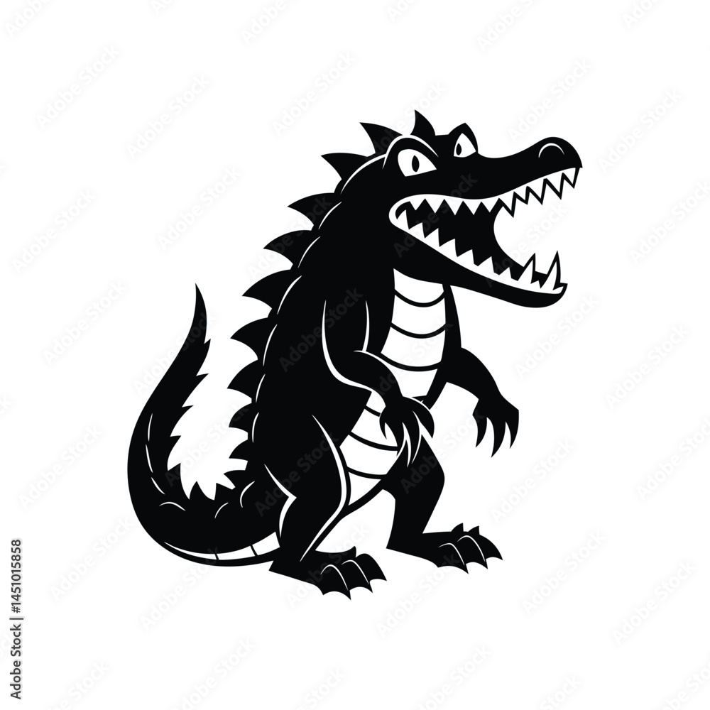 Fototapeta premium Crocodile Silhouette on White Background