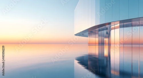 3d illustration of abstract minimal architecture background, geometric architectural with chrome or metallic curve design, Car presentation,