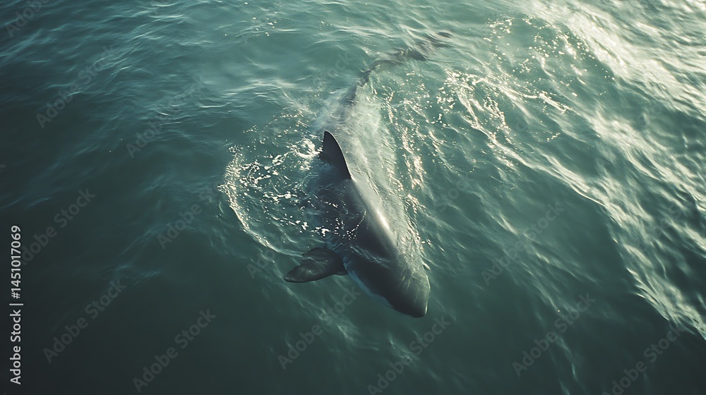 Naklejka premium Oceanic mammal gracefully navigating deep water.