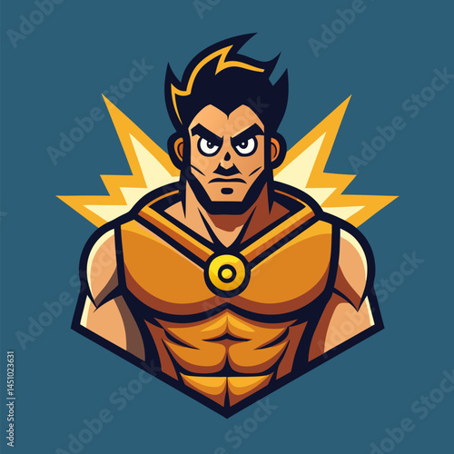 Heroic Strength: A strong character with an impressive muscular build radiates courage and power, ready to face any challenge, embodying resilience and strength.