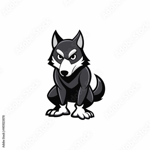Menacing Wolf: A stylized, dynamic illustration of a wolf, poised with a stern and commanding presence.