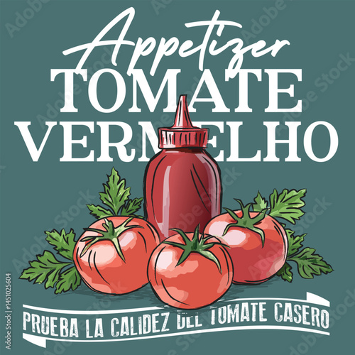 Tomato and ketchup themed, trendy t-shirt tee print graphic design