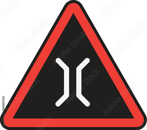 narrow bridge signs, traffic sign vector icon, under construction sign